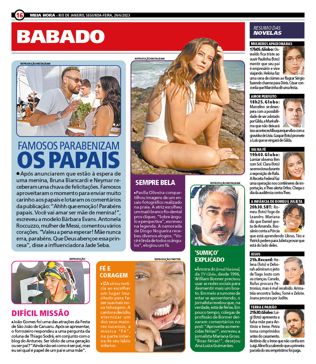 Capa O Globo Edição Segunda,26 de Junho de 2023